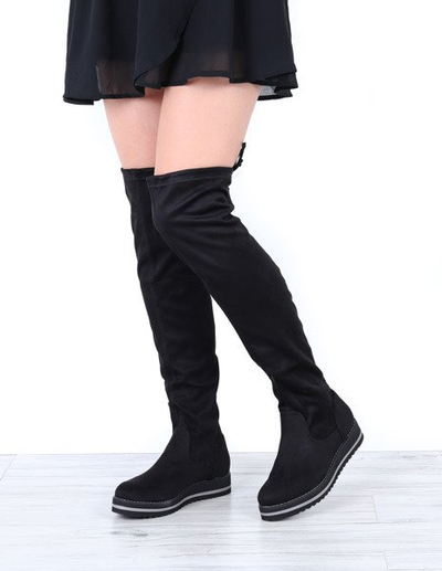 Czarne kozaki na platformie Emily - Obuwie