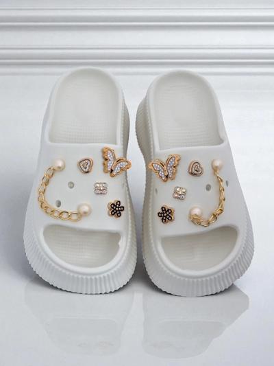 Royalfashion Dámske gumové sandále s ozdobami Slash Glam