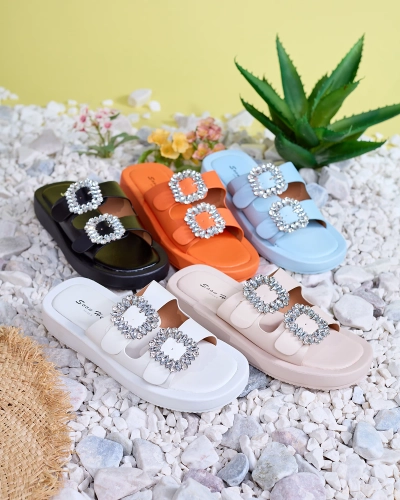 Dámske čierne papuče s kryštálmi Azazel - Obuv