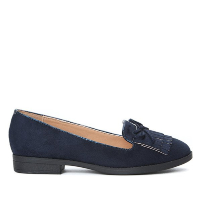 Granatowe mokasyny z frędzlami Olivia- Obuwie