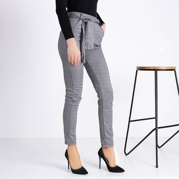Dámske zateplené šedé nohavice chrtstooth - Oblečenie