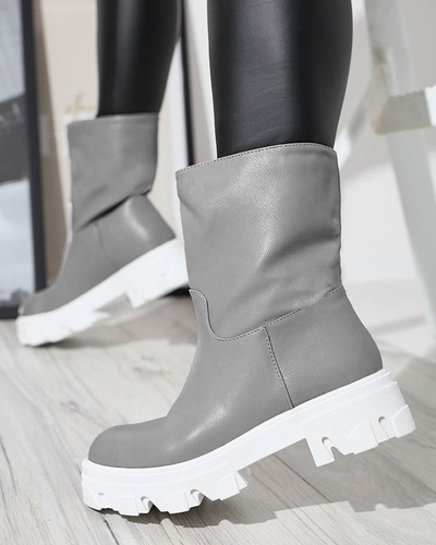 OUTLET Sivé dámske čižmy so zateplením Mekira - Obuv