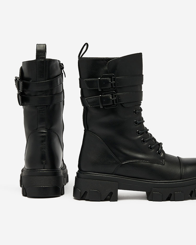 Royalfashion Dámske bagger čižmy z ekokože v čiernej farbe Faserti