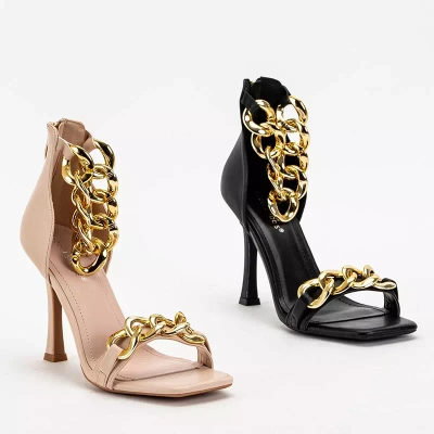 OUTLET Čierne sandále na vysokom opätku Tajla - Topánky