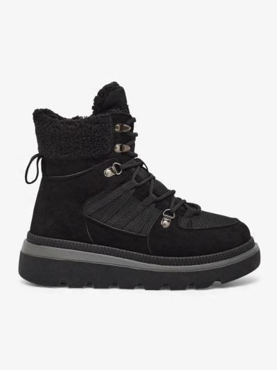 Ženski Gležnjarji Aurora Črni Usnjeni Elegantni za Jesen