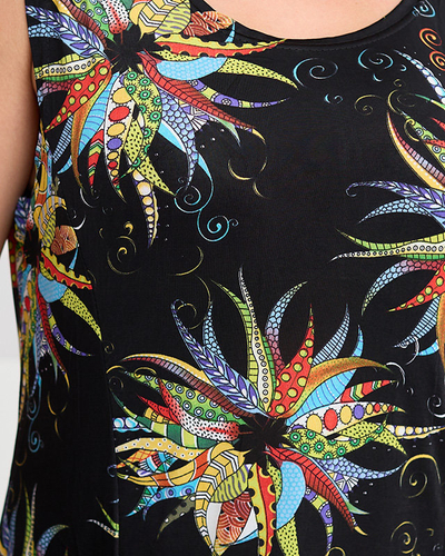 Kvetované čierne dámske krátke šaty - Oblečenie