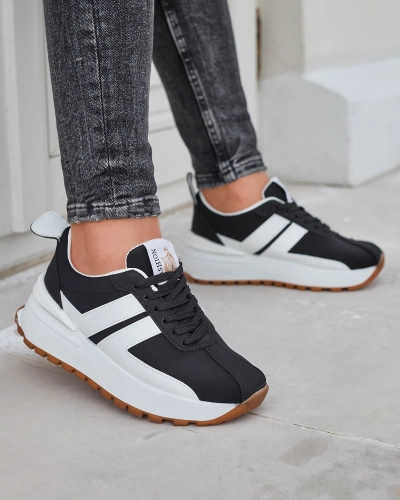 Dámska čierna športová obuv z ekokože s farebnými vložkami Tifora- Obuv