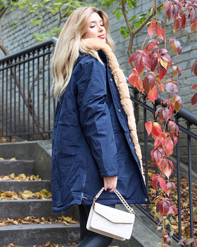 Dámska tmavomodrá zimná bunda PLUS SIZE - Oblečenie