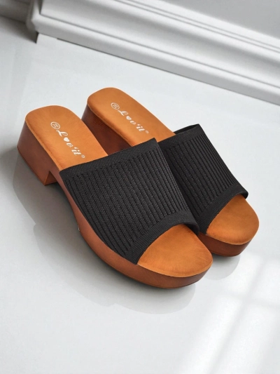 Royalfashion Ženski natikači z nizko peto Ribbed Grace