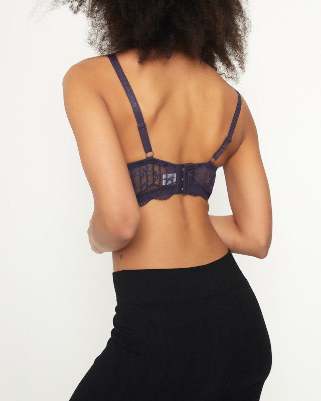 Dámska ružová podprsenka s tmavofialovou čipkou - Spodná bielizeň