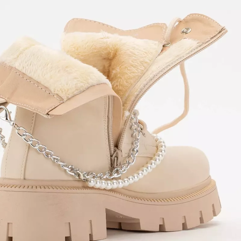 OUTLET Krémové dámske tašky s retiazkou a perličkami Agsiva - Obuv