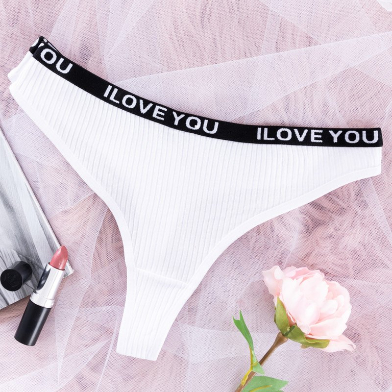 Dámske biele bavlnené tangá - Spodná bielizeň