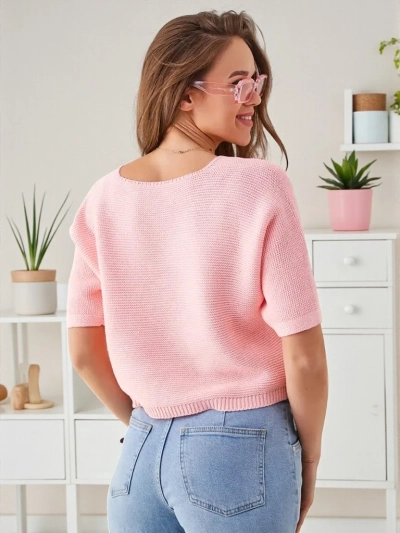 Royalfashion Dámsky bavlnený krátky sveter s motýlikmi