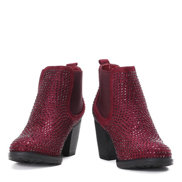Bordowe botki z cyrkoniami Celine - Obuwie