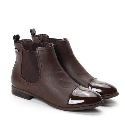 Brązowe sztyblety ze skóry ekologicznej- Obuwie