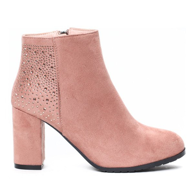 Różowe botki z cyrkoniami Silla- Obuwie