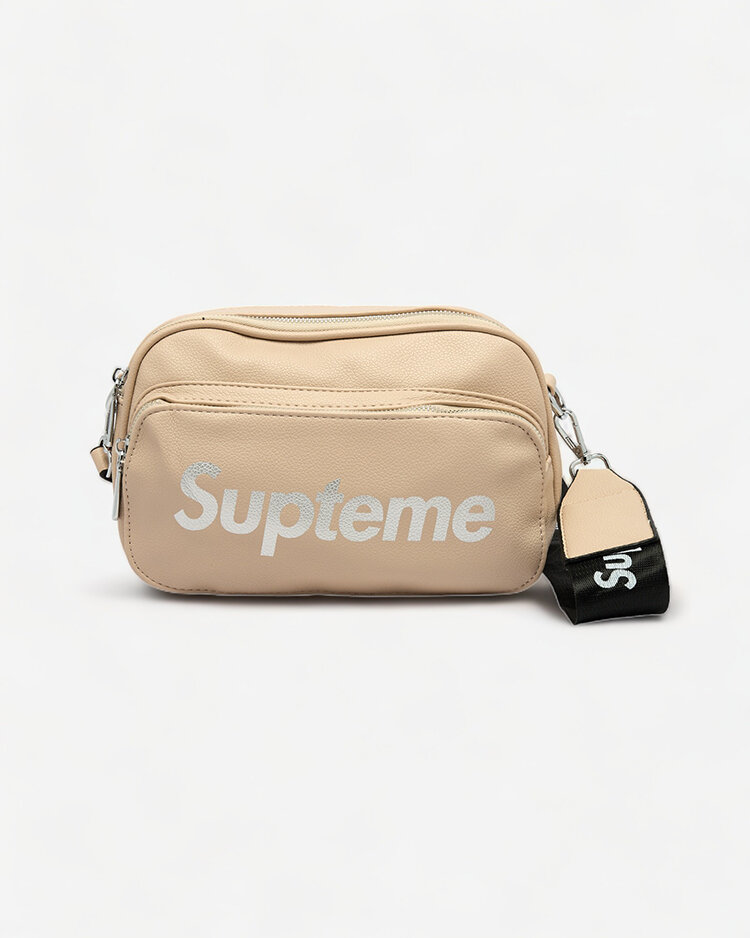 Royalfashion Dámska malá kabelka svetlohnedej farby s nápisom