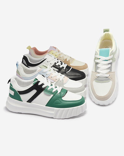 Dámska čierna športová obuv z ekokože s bielymi vložkami Netiris - Obuv