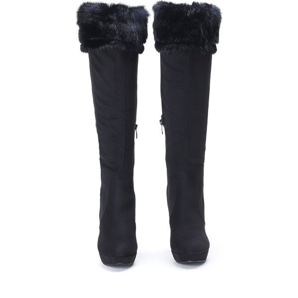 Czarne kozaki z futerkiem Happy Now - Obuwie