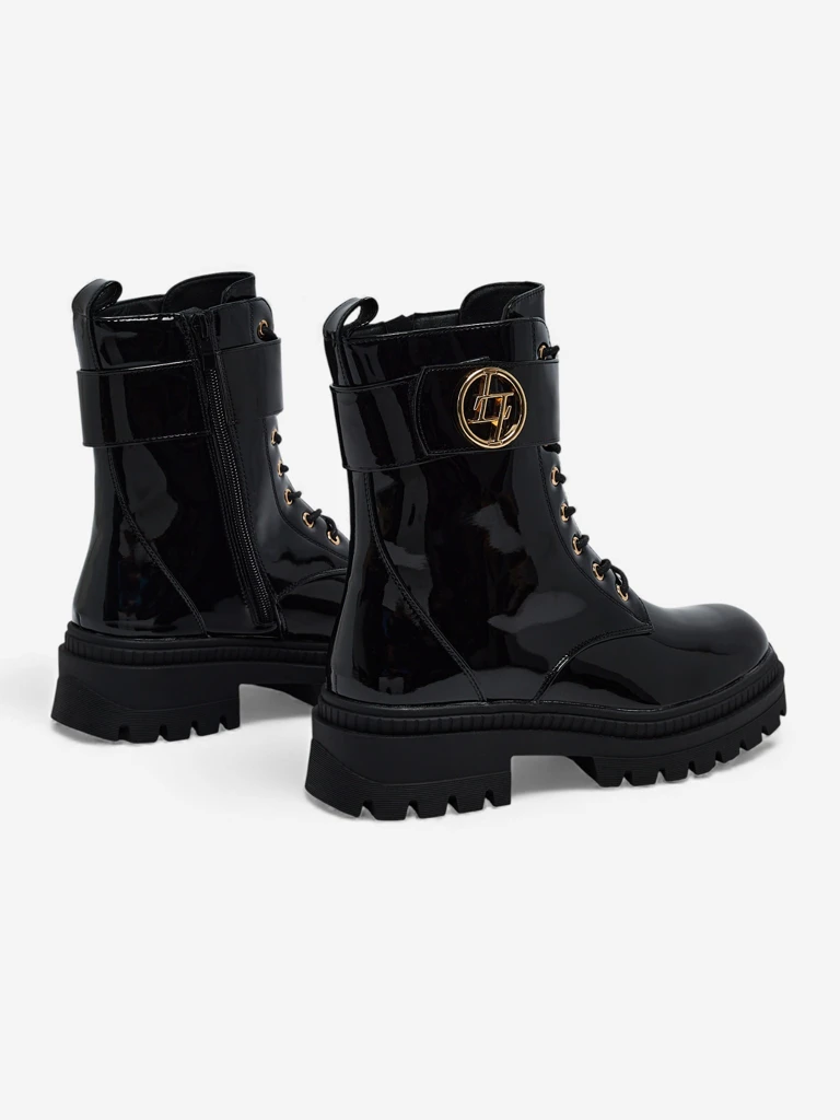 Lakirani ženski gležnarji iz eko usnja Eulin