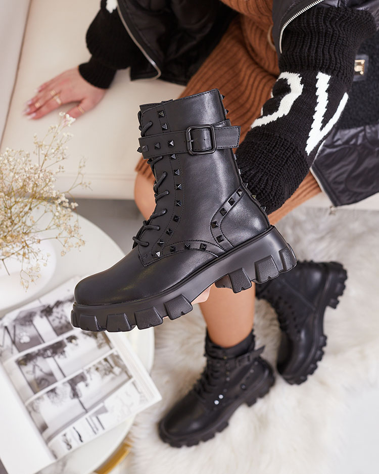 Royalfashion Dámske čižmy bagger v čiernej farbe Dzettey