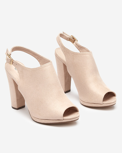 Béžové dámske sandále na vyššom stĺpiku Weteri - Obuv