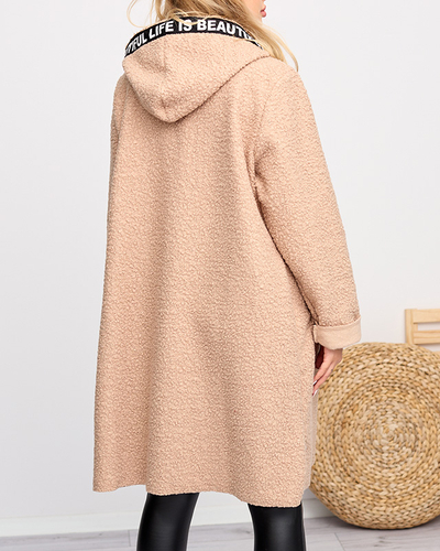 Dámsky béžový kabátik s kapucňou - oblečenie