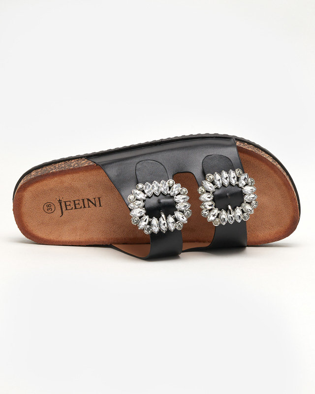 Čierne dámske papuče so prackami Oterina - Obuv