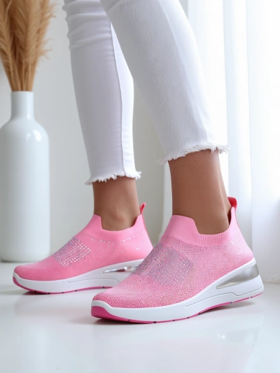 Royalfashion Slip-on dámske wedge tenisky s kryštálmi Qelavise