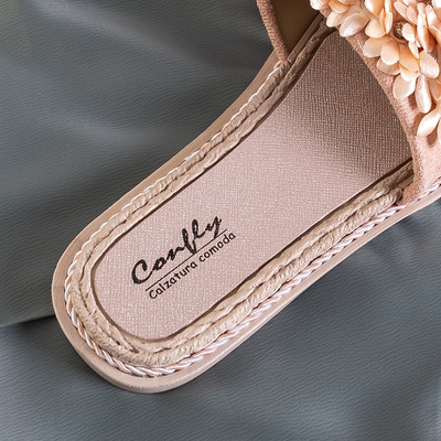 Ružové dámske papuče s kvetinami Seiov - Obuv