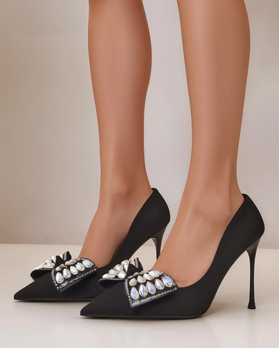 Royalfashion Dámske topánky na vysokom podpätku s mašlou Cocarte