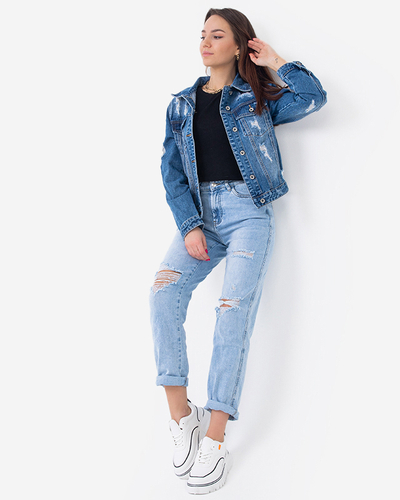 Modrá džínsová bunda Distressed Ladies - Oblečenie