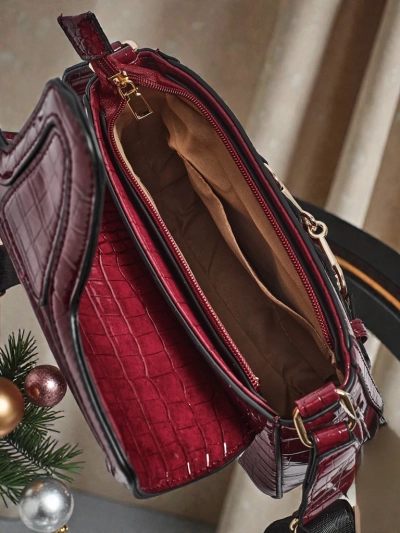 Ženska torbica Aurora bordo ekološka usnjena elegantna