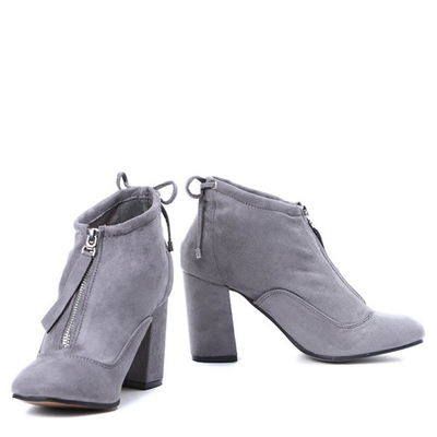 Szare botki na słupku Gloria - Obuwie