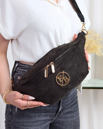 Royalfashion Dámske semišové obličky z ekokože v čiernej farbe