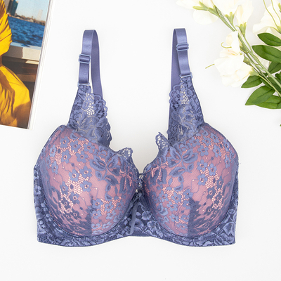 Ružová podprsenka s purpurovou čipkou - Spodné prádlo