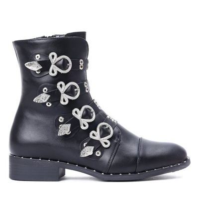 Czarne workery z czterema sprzączkami Bell- Obuwie