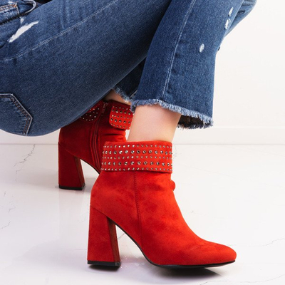 Ciemnopomarańczowe botki na słupku Britani - Obuwie