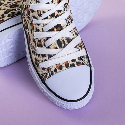Svetlohnedé dámske vysoké tenisky s leopardím vzorom Inter - Shoes