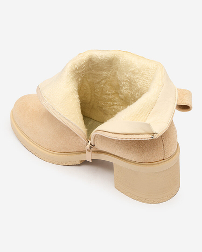 Royalfashion Béžové dámske čižmy na nízkom podpätku Masymar