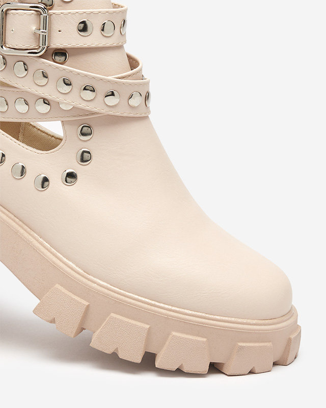 Dámske béžové čižmy na hrubšej podrážke Alaros- Shoes