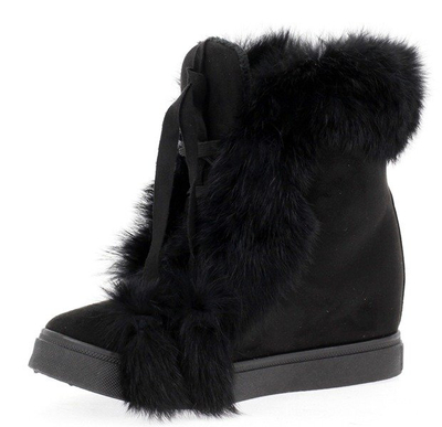 Czarne sneakersy z futerkiem Majolela - Obuwie