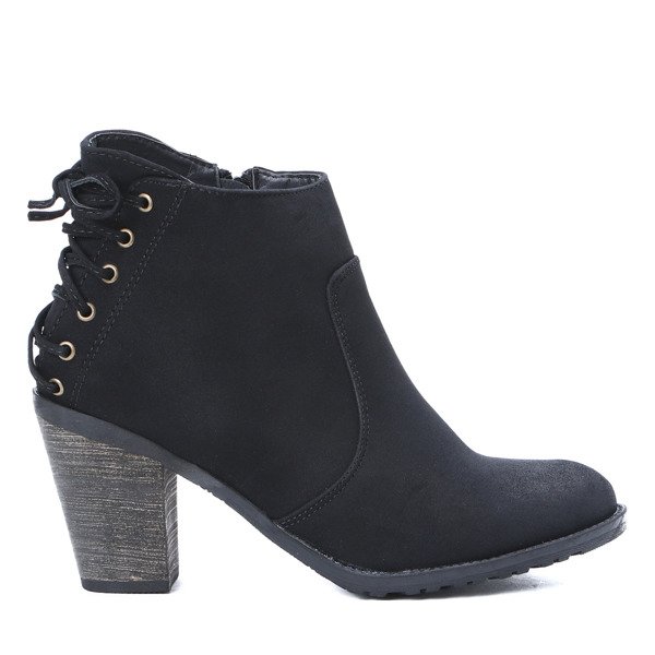 Czarne botki na słupku Elaise - Obuwie