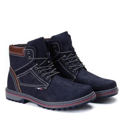 Granatowe, męskie trapery- Obuwie