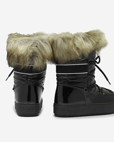 OUTLET Čierne dámske lakované topánky a'la snow boots Luccav- Obuv