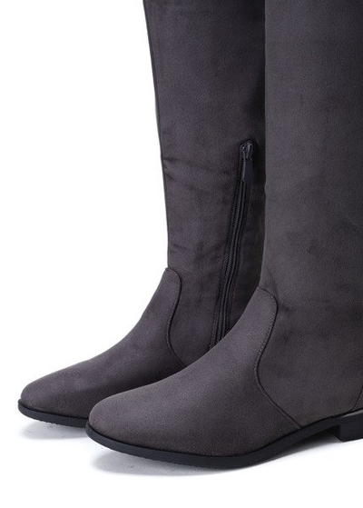 Szare kozaki z wywijaną cholewką Jasmine - Obuwie