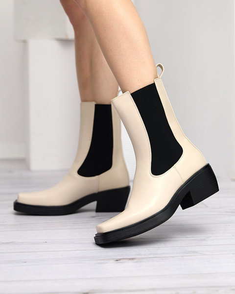 Béžové dámske vysoké slip on čižmy Darran - Obuv