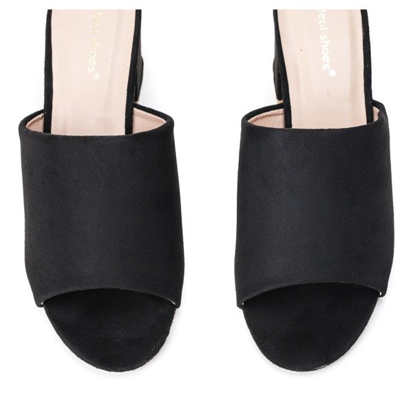 Czarne klapki na niskim słupku Montana - Obuwie