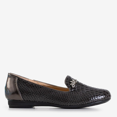 Tmavošedé dievčenské baleríny so zvieracím razením Zarita - Obuv