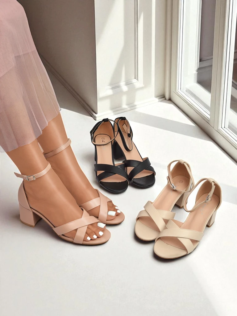 Royalfashion Dámske sandále s nízkym blokovým opätkom Eleganza Strap